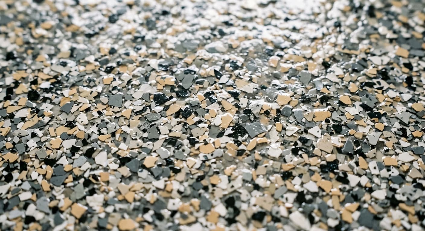 Decorative vinyl flake garage floor system