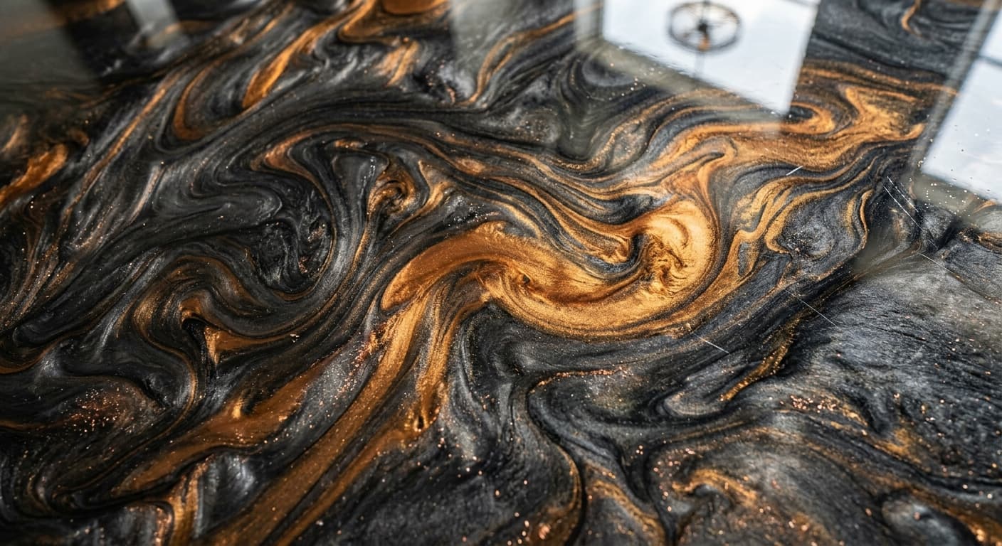 Luxury metallic epoxy floor finish
