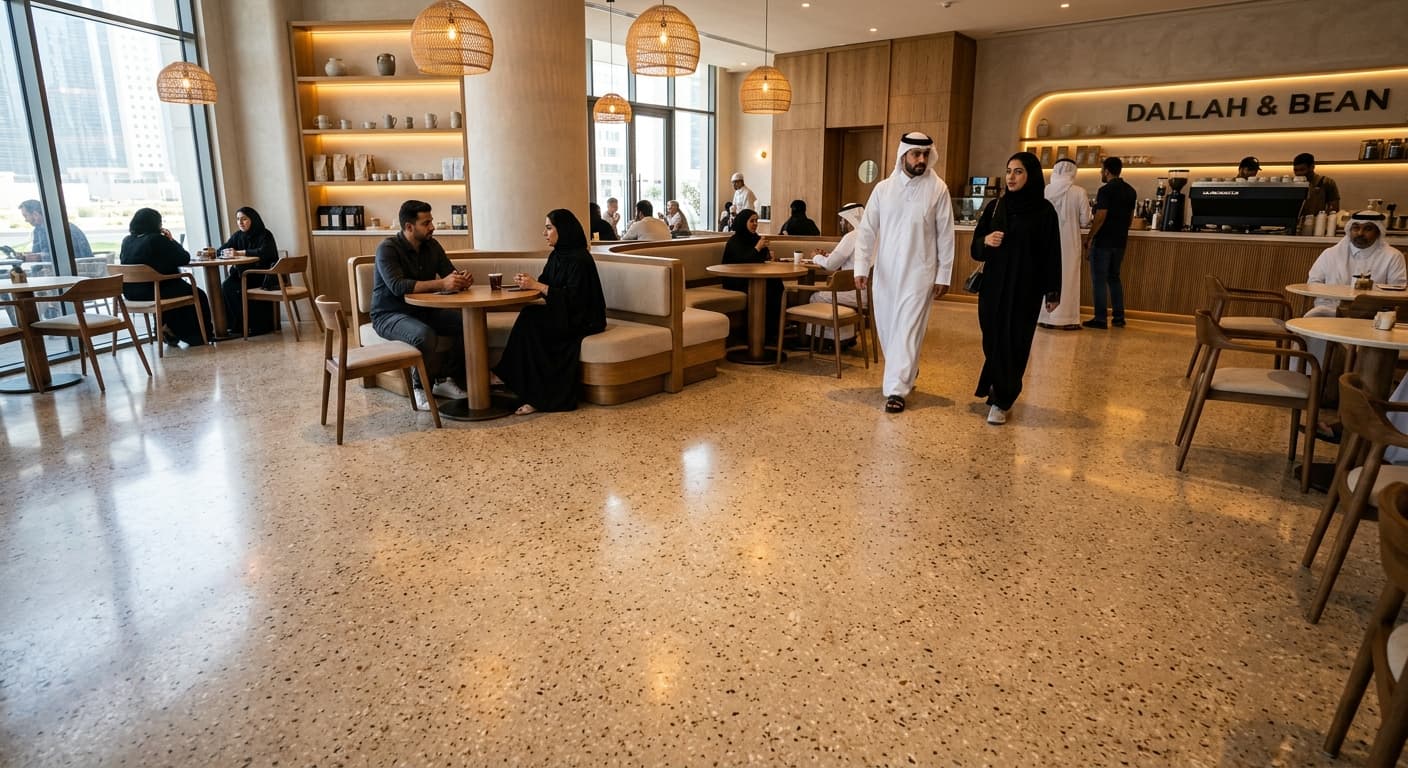 Seamless anti-slip commercial floor